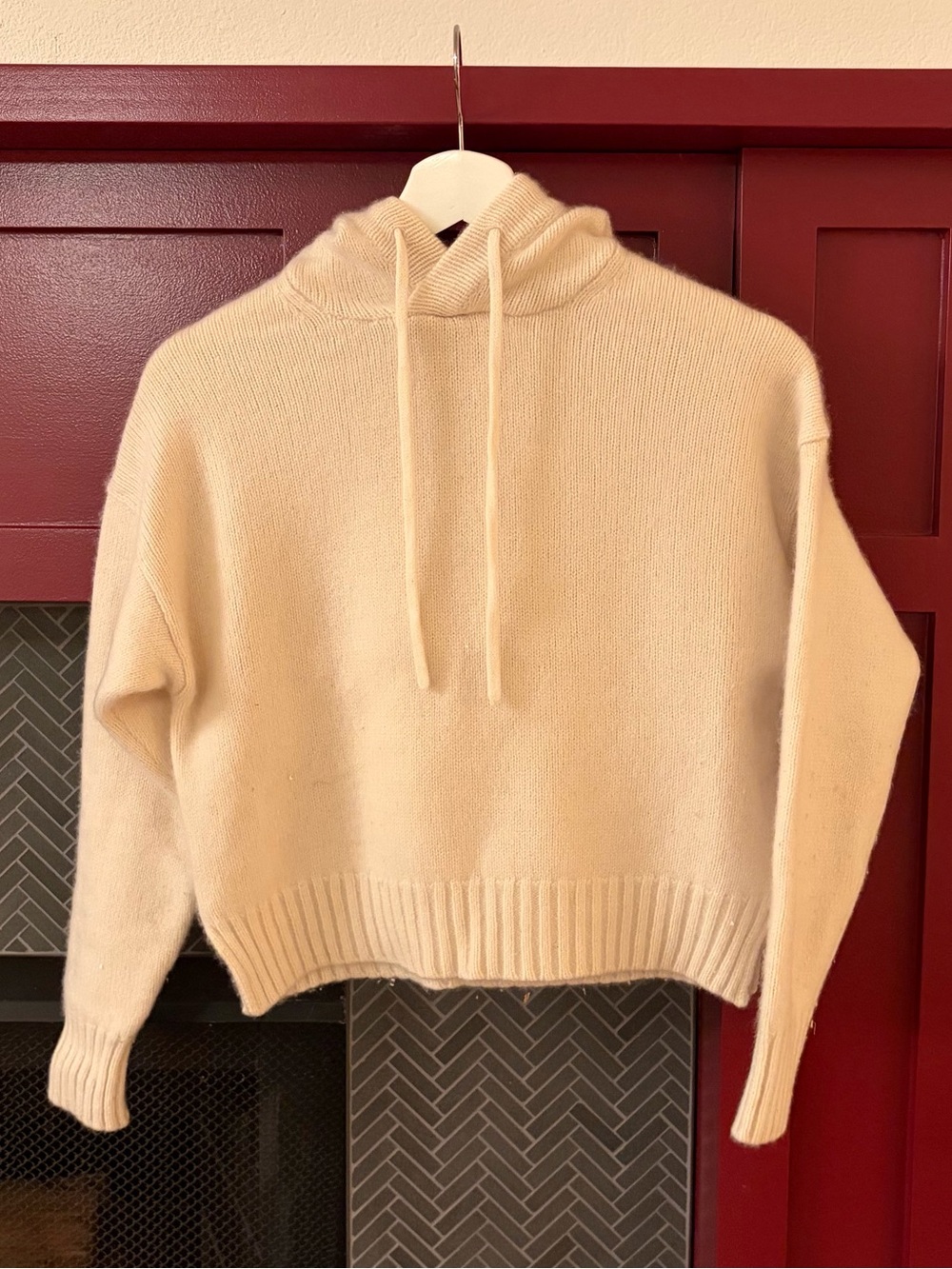 Aritzia Babaton White Cashmere Hooded Sweater
